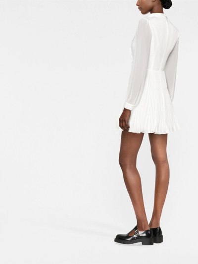 Shop Self-portrait Ruffled-bib Flared Mini Dress In Weiss