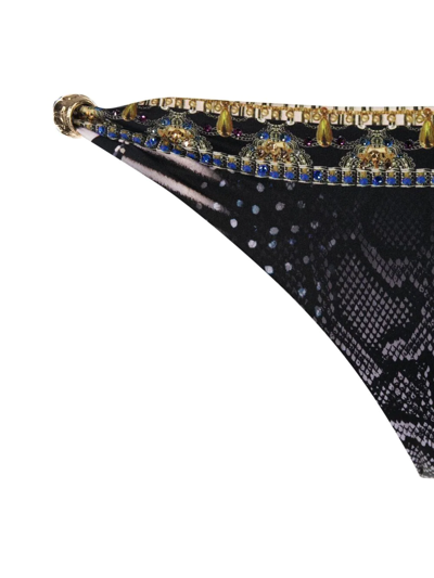 Camilla Animal-print Halterneck Bikini In 黑色