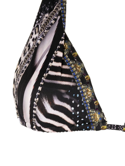 Camilla Animal-print Halterneck Bikini In 黑色