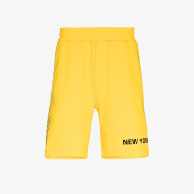 Shop Helmut Lang Yellow New York Taxi Cotton Shorts