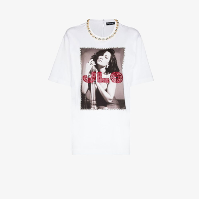 Shop Dolce & Gabbana White Photograph Print Cotton T-shirt