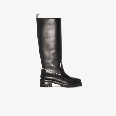Shop Fabrizio Viti Black Farrah Knee-high Leather Boots