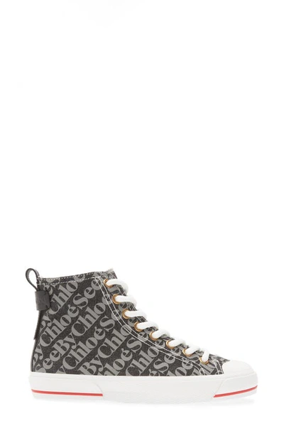 See By Chloé Logo-print High-top Trainers In Charcoal