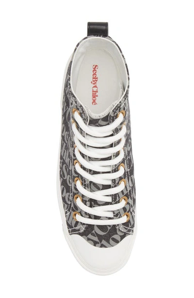 See By Chloé Logo-print High-top Trainers In Charcoal