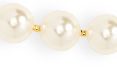 Shop Valentino Vlogo Swarovski Imitation Pearl Necklace In Gold/ Cream