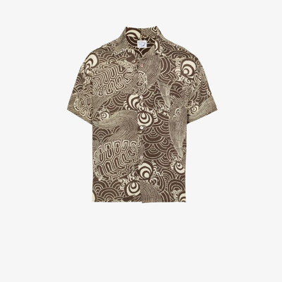 Shop Orslow Brown Turtle Print Shirt