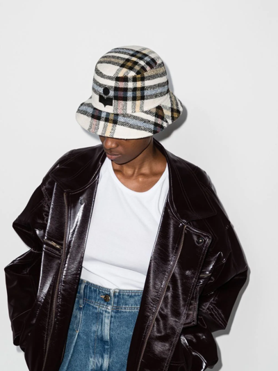 Shop Isabel Marant Haley Check Bucket Hat In Blue