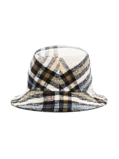 Isabel Marant Haley Checked Wool Bucket Hat In Blue