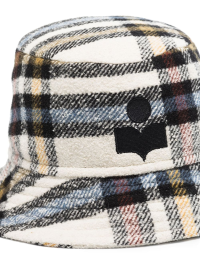 Isabel Marant Haley Checked Wool Bucket Hat In Blue