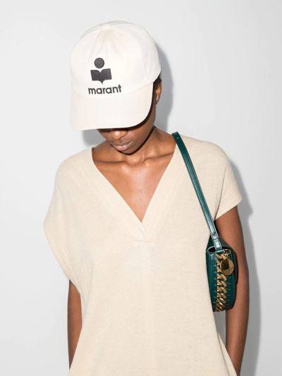 Isabel Marant Off White Logo Baseball Hat In Neutrals