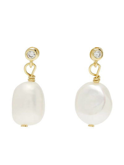 Shop Anni Lu Pearl Drop Earrings In Gold