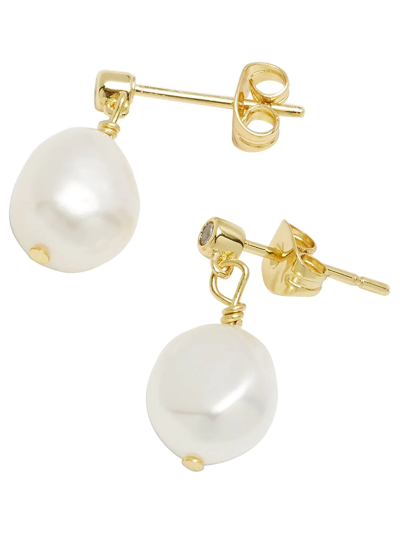 Shop Anni Lu Pearl Drop Earrings In Gold