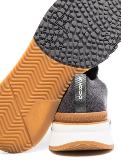 Brunello Cucinelli Knitted Low-top Sneakers In Grey