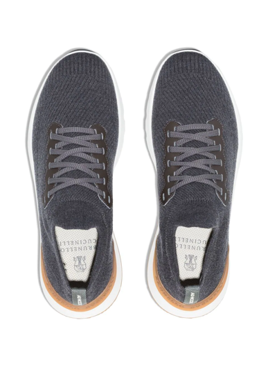 Brunello Cucinelli Knitted Low-top Sneakers In Grey