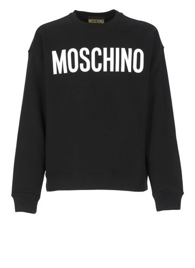 Shop Moschino Sweatshirt With Logo In Fantasia Nero