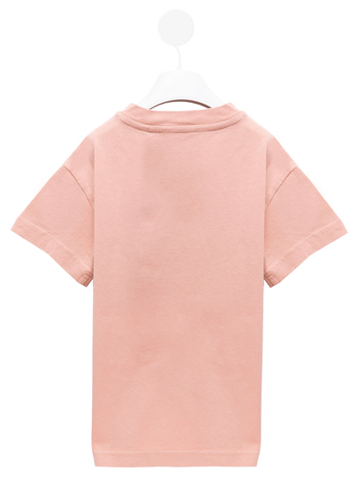 Shop Palm Angels Pink Cotton T-shirt With Bear Loose Front Print  Kids Boy