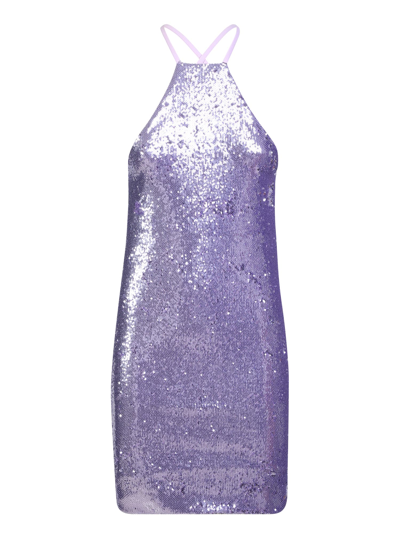 Attico Audrey Sequined Low Back Mini Dress In Purple