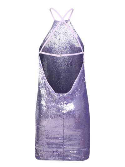 Attico Audrey Sequined Low Back Mini Dress In Purple