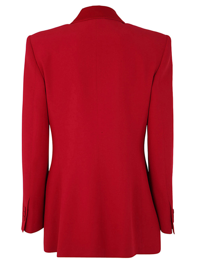 Shop Alberta Ferretti Cady Double Breasted Smoking Jacket In Red
