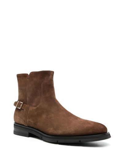 Shop Santoni Suede Ankle Boots In Brown