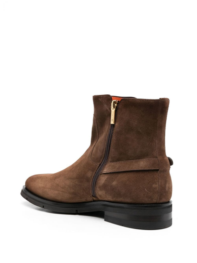 Shop Santoni Suede Ankle Boots In Brown