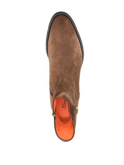 Santoni Suede Ankle Boots In Brown