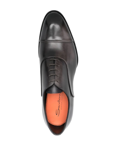 Shop Santoni Lace-up Leather Oxford Shoes In Brown