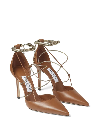 Shop Jimmy Choo Olesia 95mm Pointed-toe Pumps In Brown