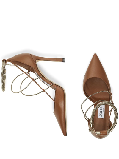 Shop Jimmy Choo Olesia 95mm Pointed-toe Pumps In Brown