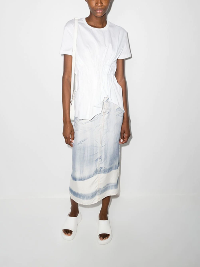 Shop Marques' Almeida Gathered-detail Short-sleeve Top In White