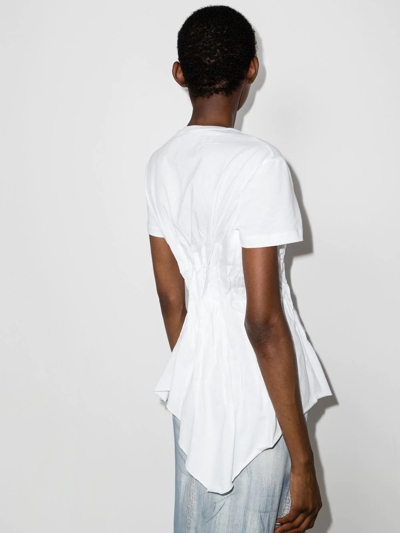 Shop Marques' Almeida Gathered-detail Short-sleeve Top In White