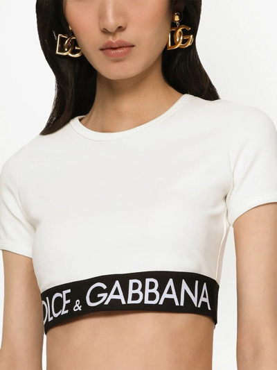 Shop Dolce & Gabbana Logo-tape Detail T-shirt In White