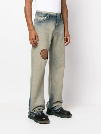 Shop Off-white Meteor-cut Out Wide Jeans In Blue