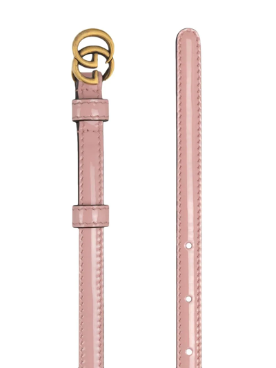 Shop Gucci Double G Patent Leather Belt In Pink