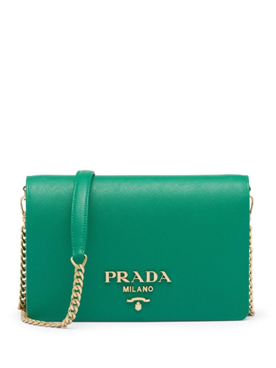 Prada logo plaque shoulder bag deals