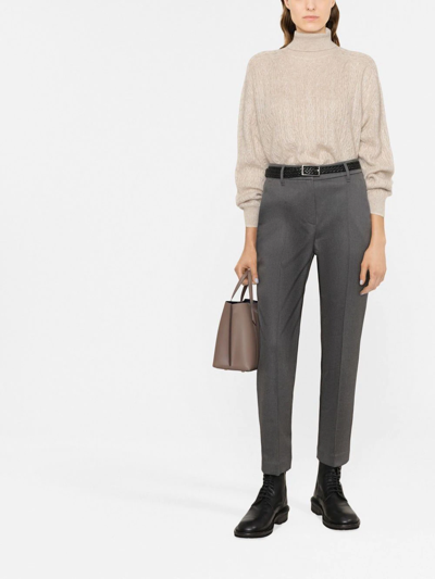 Shop Brunello Cucinelli Pleated Cropped Trousers In Grey