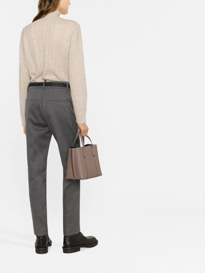 Shop Brunello Cucinelli Pleated Cropped Trousers In Grey