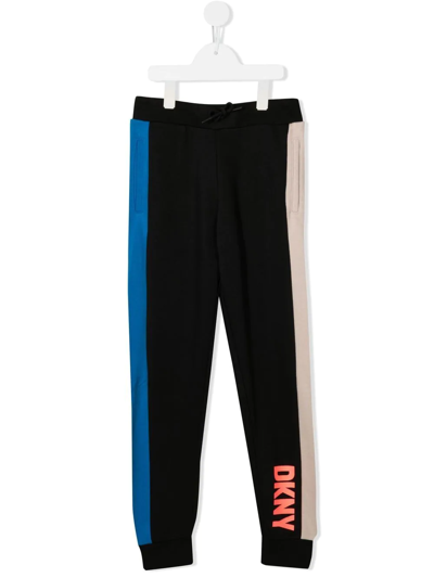 Shop Dkny Teen Logo-print Panelled Track Pants In Black