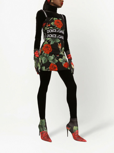Shop Dolce & Gabbana Floral-print Cropped Top In Black