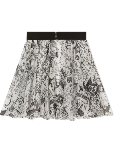 Shop Dolce & Gabbana Graffiti-print Chiffon Skirt In White