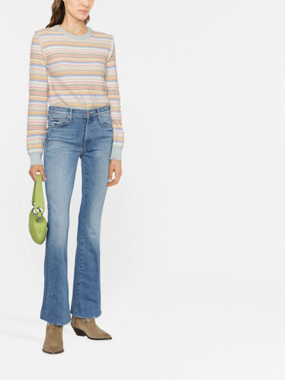 Shop Mother Flared Cropped Jeans In Blue