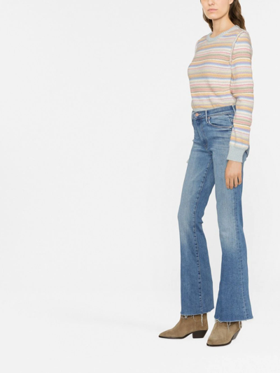 Shop Mother Flared Cropped Jeans In Blue