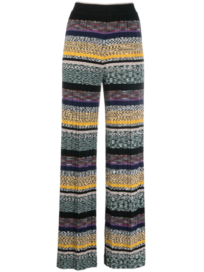 Shop Missoni Striped Knitted Trousers In Black