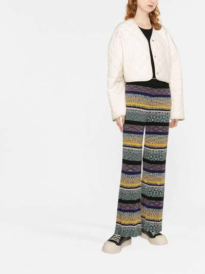Missoni Striped Wide-leg High-rise Wool-blend Trousers In Black