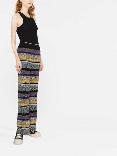 Missoni Striped Wide-leg High-rise Wool-blend Trousers In Black