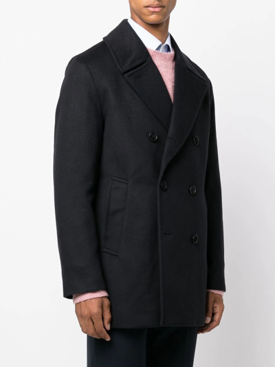 Shop Mackintosh Dalton Double-breasted Coat In Blue