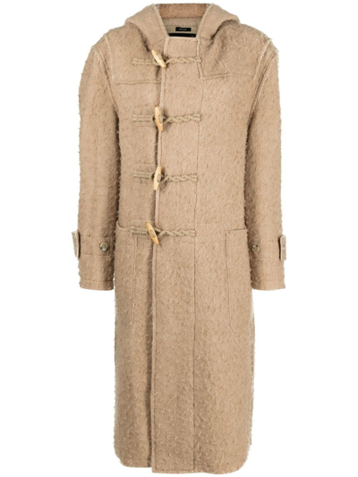 Shop R13 Hooded Duffle Coat In Neutrals