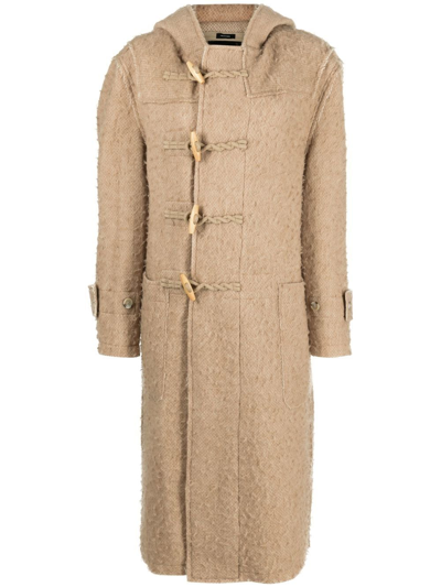 R13 Hooded Duffle Coat In Neutrals