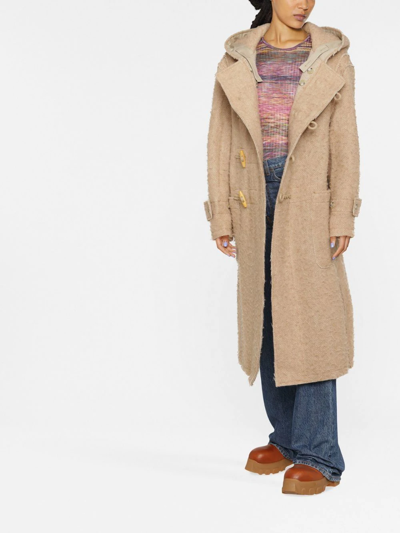 R13 Hooded Duffle Coat In Neutrals