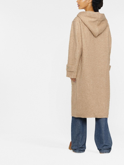 Shop R13 Hooded Duffle Coat In Neutrals